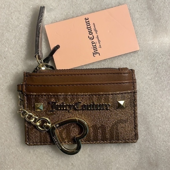 Juicy Couture wallet chestnut chino hang around card case brown gold hardware OS - Picture 1 of 6